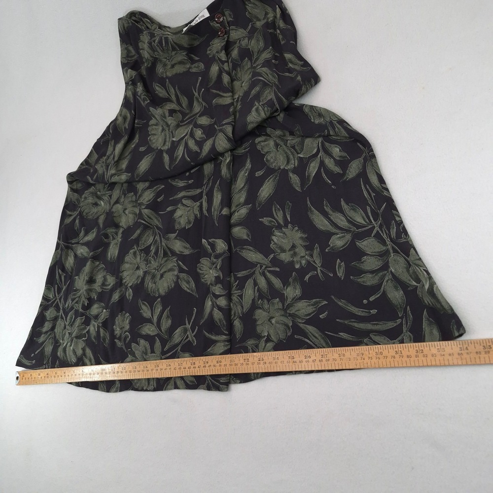 Jones New York Floral Maxi Skirt Green Black Size 8 Vintage 90s Rayon Wrap Style - Picture 8 of 9